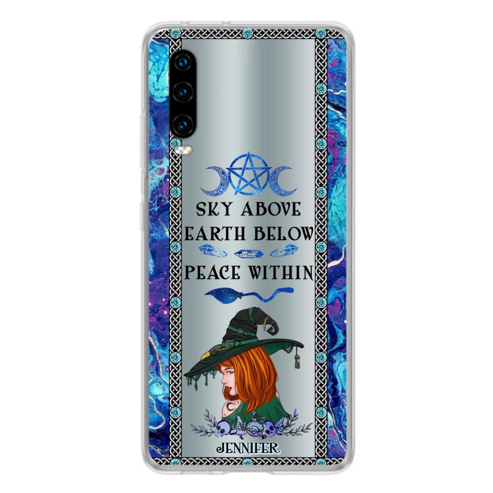 Custom Personalized Witch Phone Case - Gift Idea For Witch Lovers - Sky Above Earth Below Peace Within - Cases For Oppo, Xiaomi & Huawei