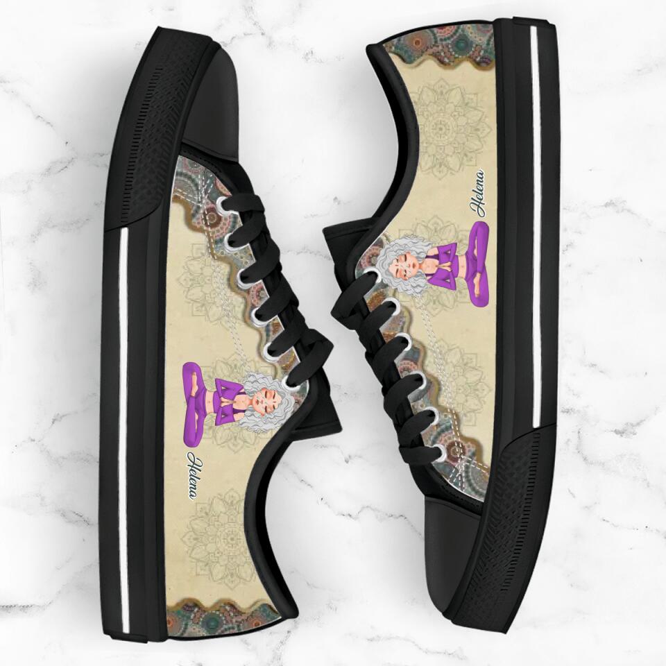 Personalized Yoga Canvas Low Top Sneakers - Gift for Yoga Lover