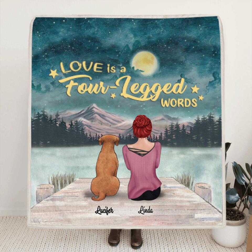 Personalized Pets Mom Quilt/Fleece Blanket - Mom With Up to 5 Pets - Best Gift For Cat Lovers, Dog Lovers - Love Is Four-Legged Words - FD19NO