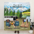 Personalized Camping With Horses Quilt/Fleece Blanket - Couple/Adult With Up to 2 Horses - Best Gift For Camping Lover, Horse Lovers