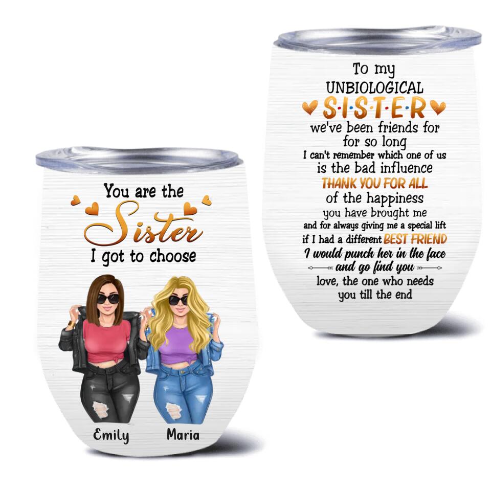 Personalized Best Friend Wine Tumbler - Gift Idea For Best Friend - To My Unbiological Sister