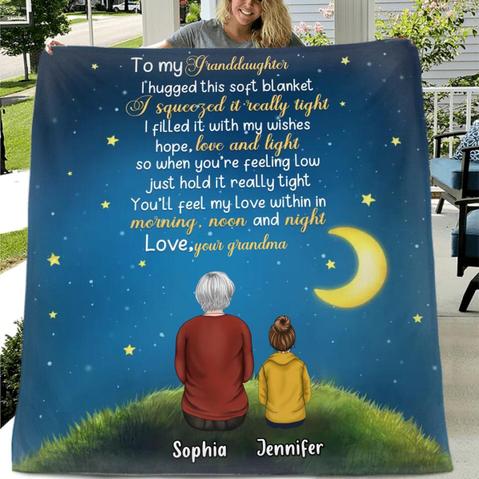 Personalized To My Granddaughter Quilt/Fleece Throw Blanket/Pillow Cover - Gift Idea For Daughter - I Hugged This Soft Blanket/Pillow