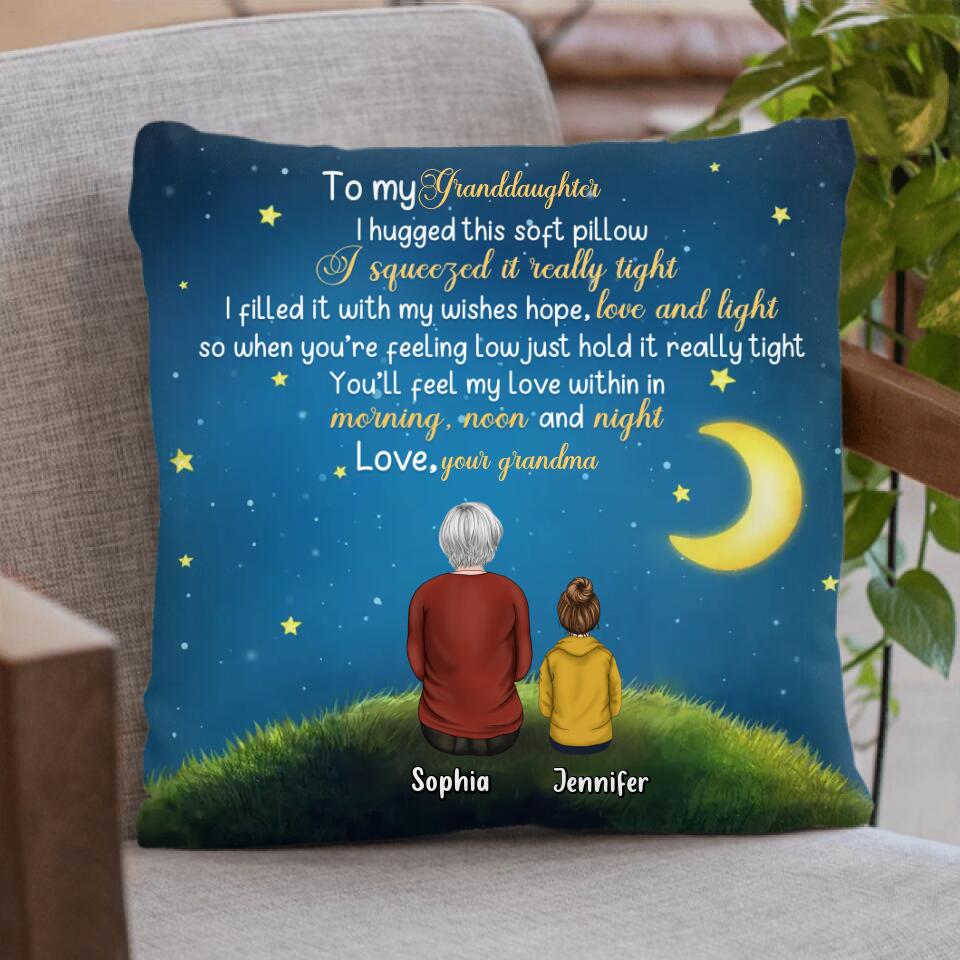 Personalized To My Granddaughter Quilt/Fleece Throw Blanket/Pillow Cover - Gift Idea For Daughter - I Hugged This Soft Blanket/Pillow