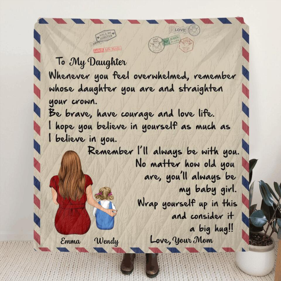 Personalized Letter Fleece Blanket/Quilt - Best Gift for Daughter/Granddaughter - To My Daughter/Granddaughter from Mom/Grandma