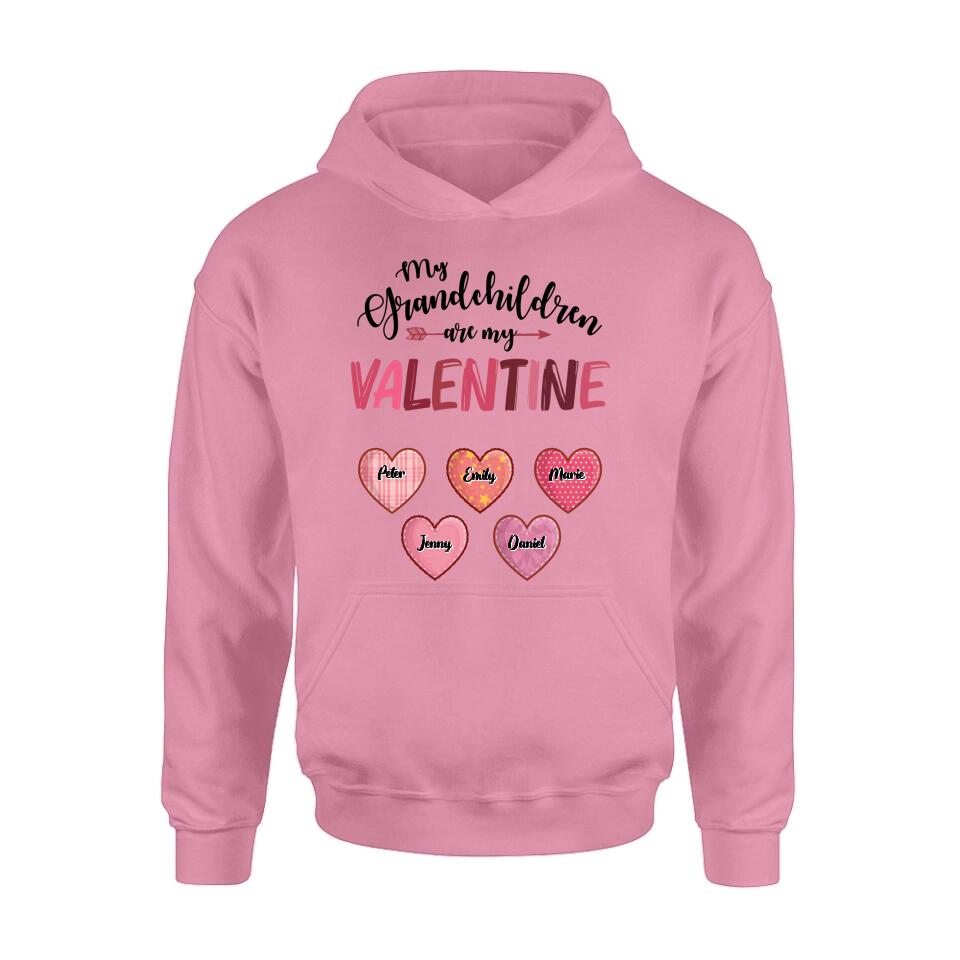 Personalized Grandma T-Shirt/Long Sleeve/Sweatshirt/Hoodie - Valentine's Day Gift Idea For Grandma - Up to 5 Kids - My Grandchild Is My Valentine