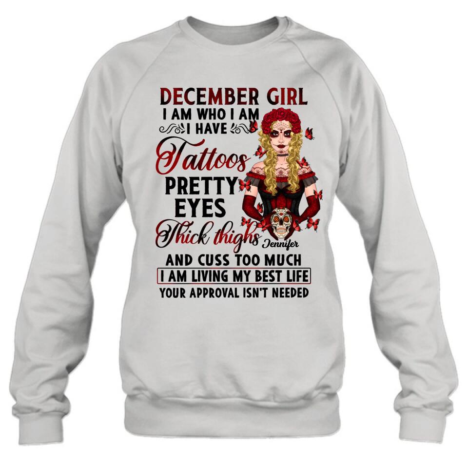 Custom Personalized Sugar Skull T-shirt/ Long Sleeve/ Sweatshirt/ Hoodie - Skull Gift For Girl/  Birthday Gift - I Am Who I Am