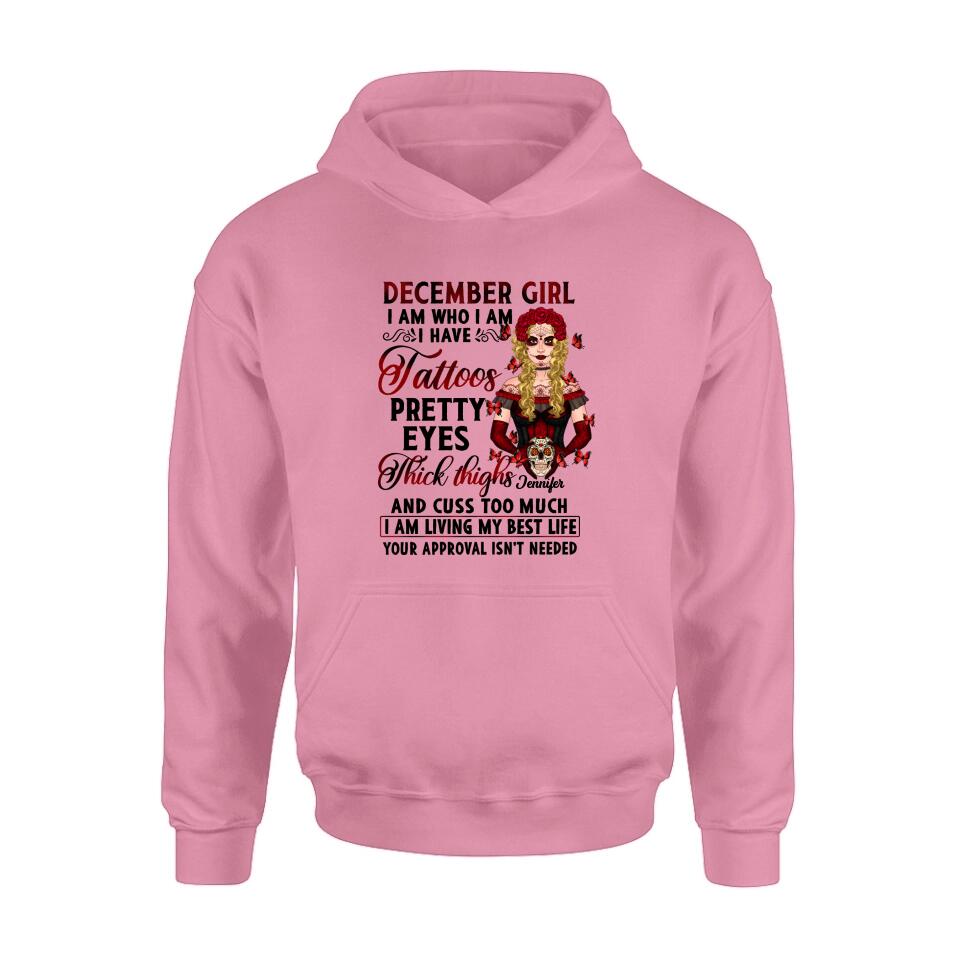 Custom Personalized Sugar Skull T-shirt/ Long Sleeve/ Sweatshirt/ Hoodie - Skull Gift For Girl/  Birthday Gift - I Am Who I Am