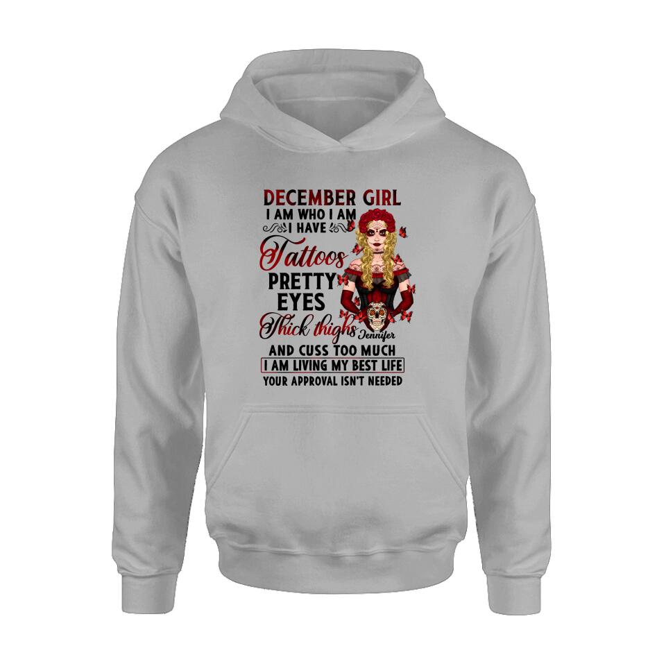 Custom Personalized Sugar Skull T-shirt/ Long Sleeve/ Sweatshirt/ Hoodie - Skull Gift For Girl/  Birthday Gift - I Am Who I Am