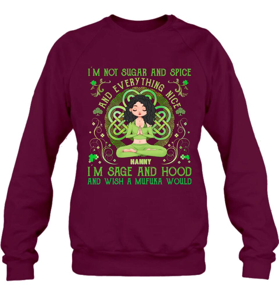 Personalized Irish Girl Yoga Shirt - Gift Idea For St Patrick's Day - I'm Sage And HoodAnd Wish A Mufuka Would