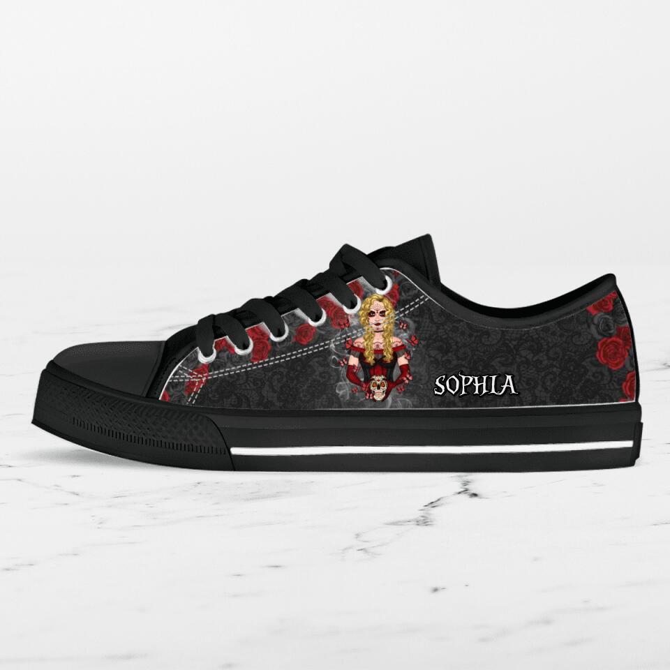 Personalized Skull Girl Sneakers - Gift Idea For Friends/Birthday