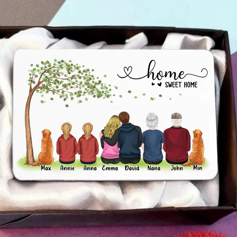 Personalized Family Wallet Aluminum Card - Gift Idea For Whole Family/Couple/Pet Lover - Up to 6 People And 4 Pets - Home Sweet Home