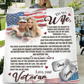 Personalized Photo Fleece Throw Blanket/Quilt - Gift Idea For Veteran's Wife/Gift For Her/Mother's Day Gift For Wife From Husband