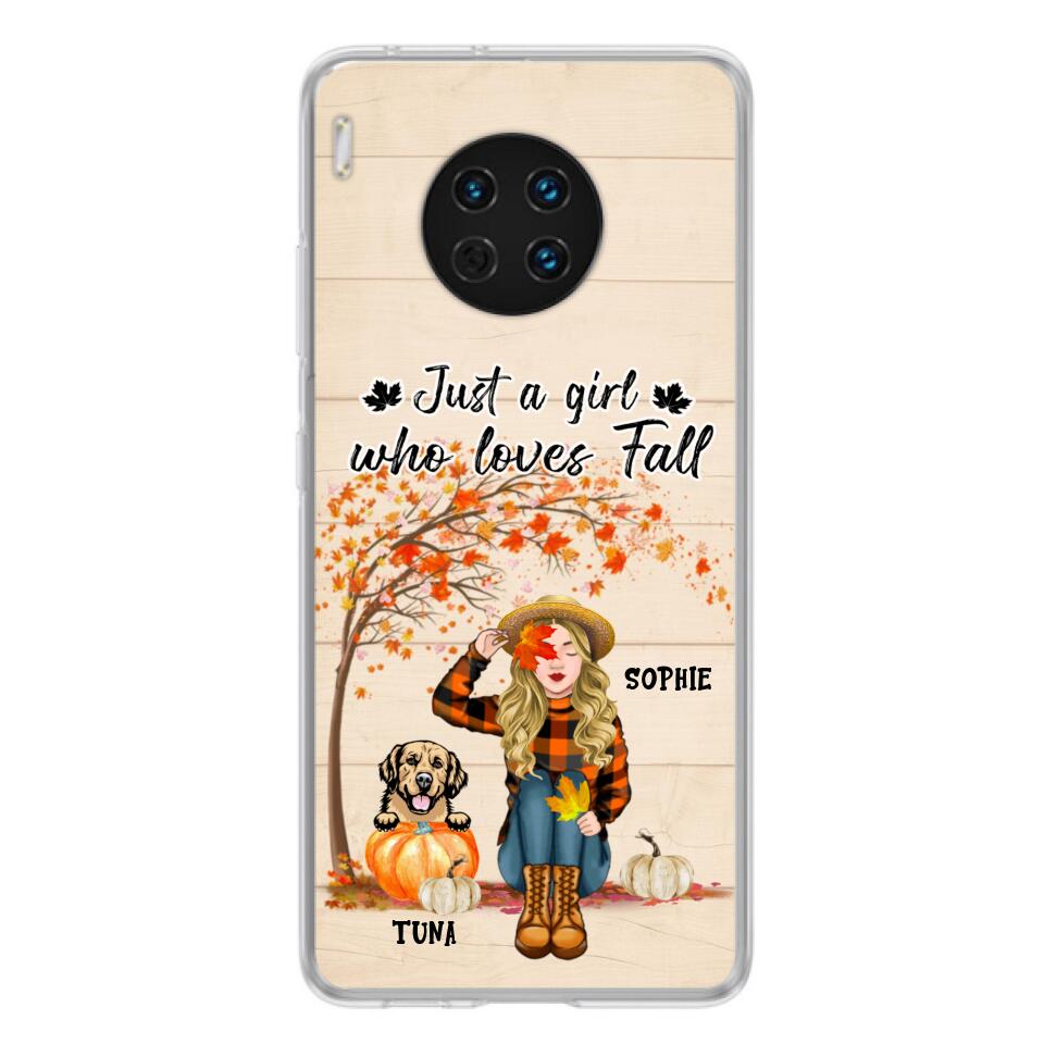 Personalized Fall Dog Mom Phone Case - Up to 4 Pets - Best Gift For Dog Lovers - Just A Girl Who Loves Fall - Case For Oppo Huawei Xiaomi - MTJKZW