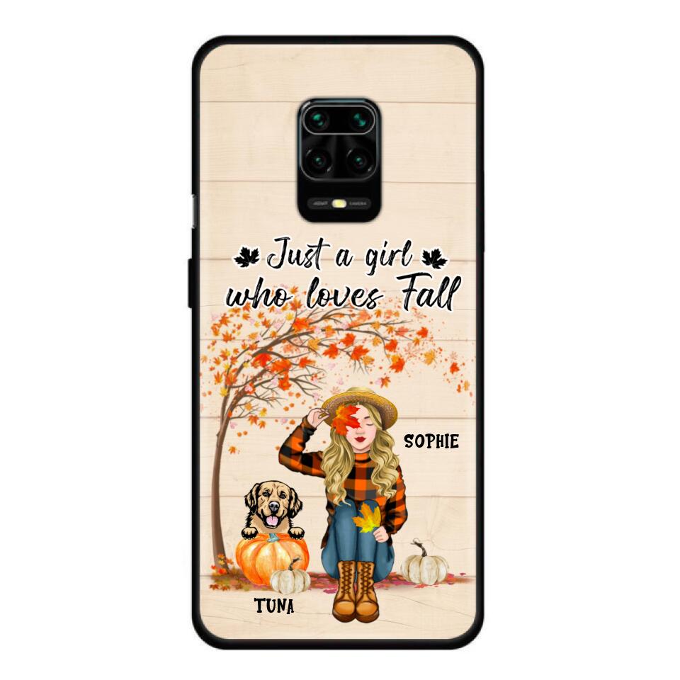 Personalized Fall Dog Mom Phone Case - Up to 4 Pets - Best Gift For Dog Lovers - Just A Girl Who Loves Fall - Case For Oppo Huawei Xiaomi - MTJKZW