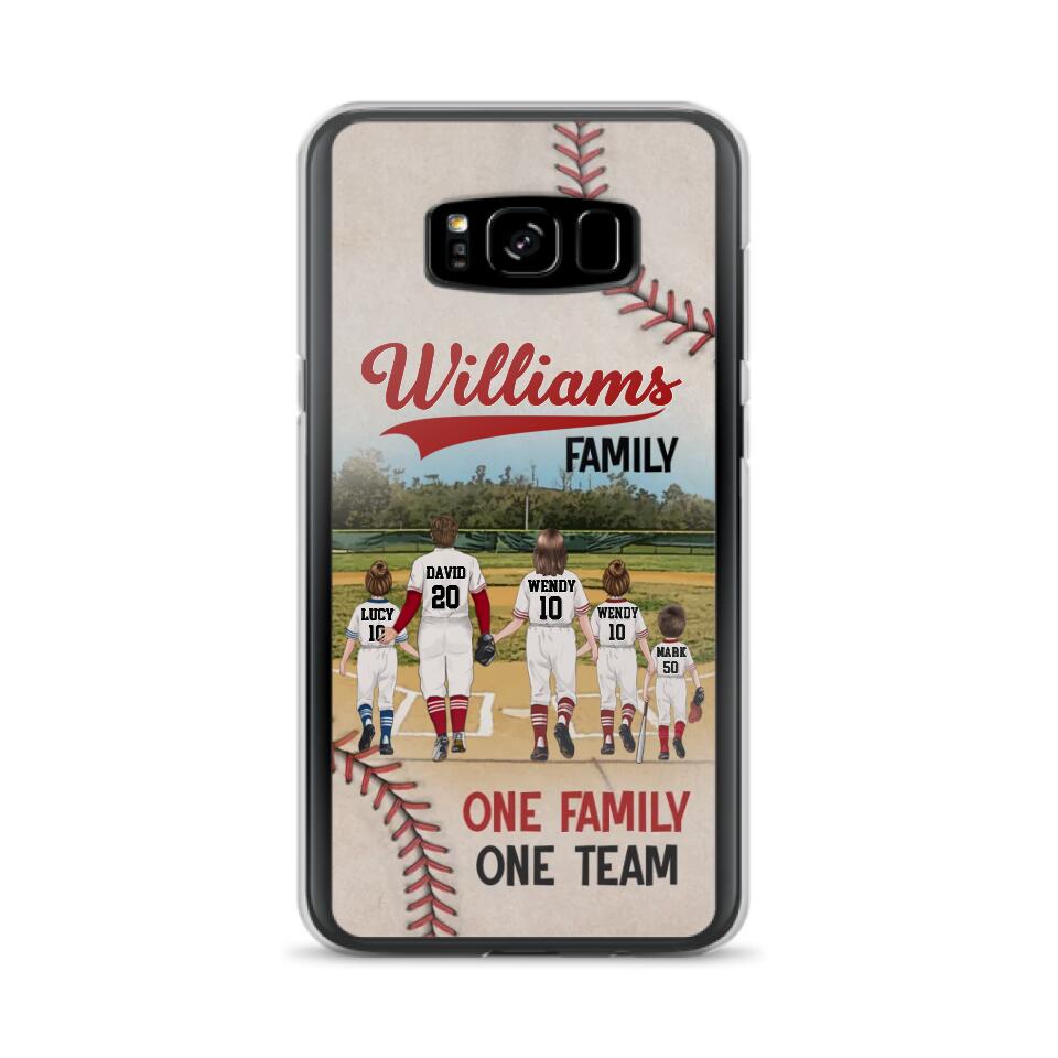 Personalized Baseball Family Phone Case - Up to 3 Children - Valentine's Day/Birthday/Anniversary Gift For Husband & Wife - One Family One Team - Case for iPhone/Samsung