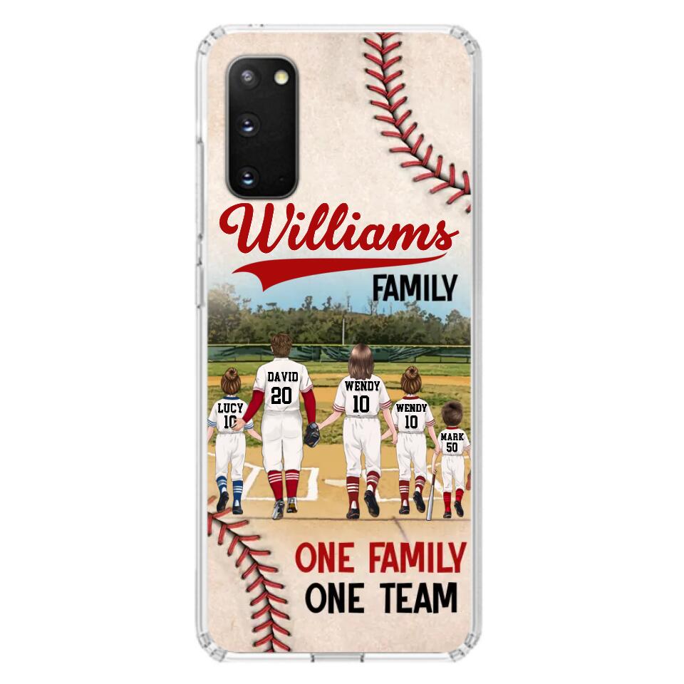 Personalized Baseball Family Phone Case - Up to 3 Children - Valentine's Day/Birthday/Anniversary Gift For Husband & Wife - One Family One Team - Case for iPhone/Samsung