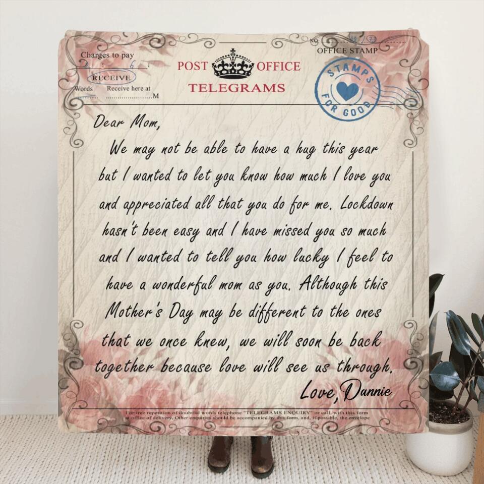 Personalized Love Letter Fleece Blanket/Quilt - Meaningful Messages For Mother’s Day - Dear Mom Letter Blanket