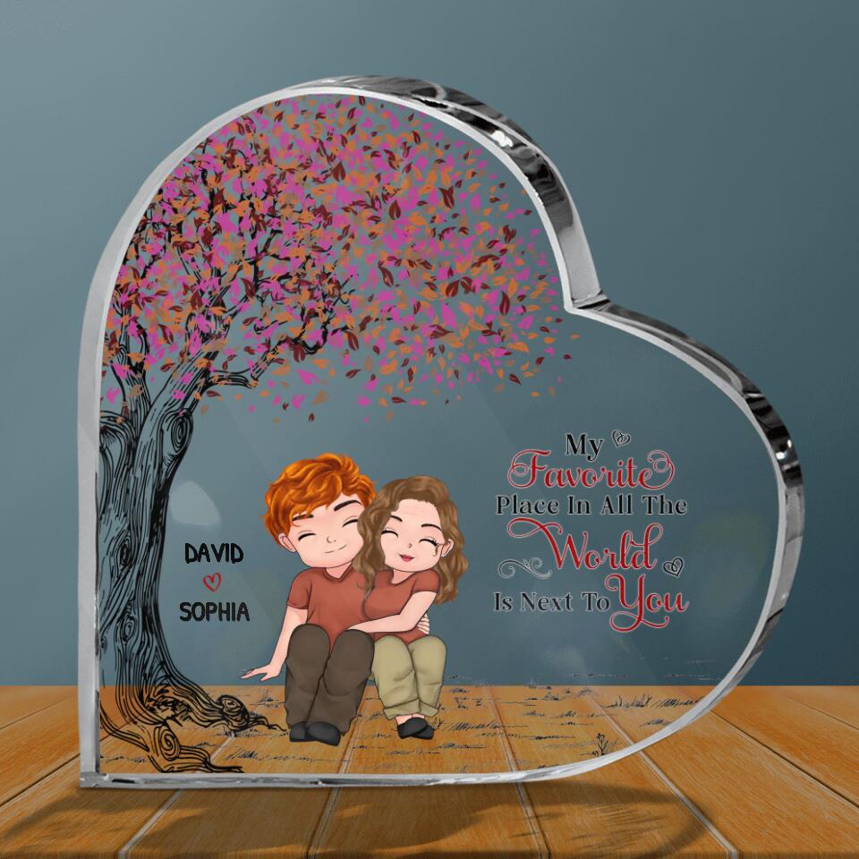 Personalized Couple Acrylic Plaque - Gift Idea For Couple/Mother's Day Gift For Wife From Husband - My Favorite Place In All The World Is Next To You