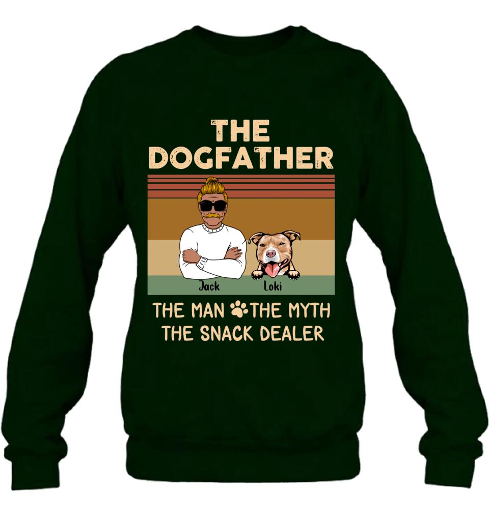 Personalized Pet Dad T-shirt/Long Sleeve/Sweatshirt/Hoodie - Up to 4 Pets - Gift Idea For Dog/Cat Lover - Fur Dad The Man The Myth The Snack Dealer
