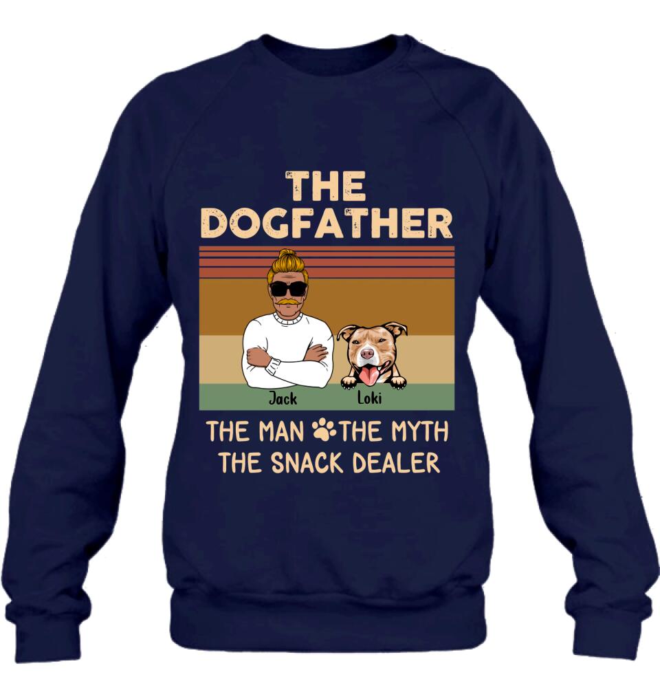 Personalized Pet Dad T-shirt/Long Sleeve/Sweatshirt/Hoodie - Up to 4 Pets - Gift Idea For Dog/Cat Lover - Fur Dad The Man The Myth The Snack Dealer