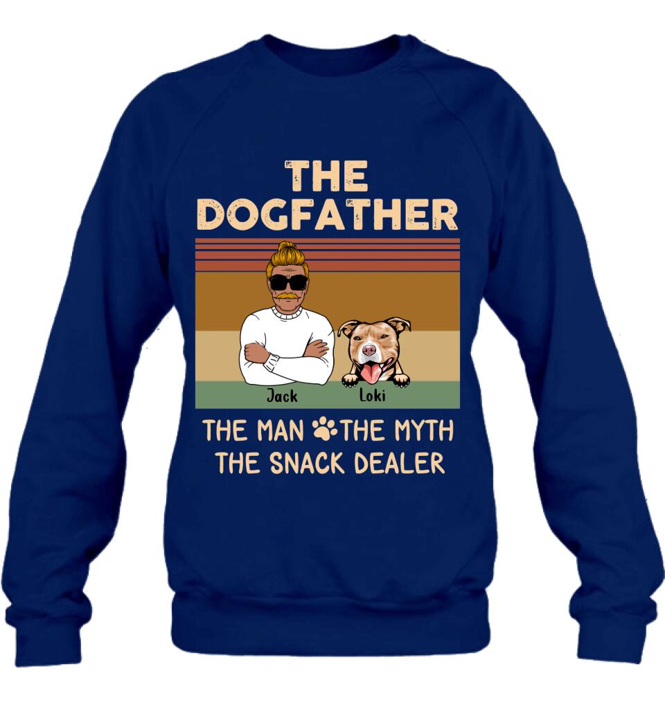Personalized Pet Dad T-shirt/Long Sleeve/Sweatshirt/Hoodie - Up to 4 Pets - Gift Idea For Dog/Cat Lover - Fur Dad The Man The Myth The Snack Dealer