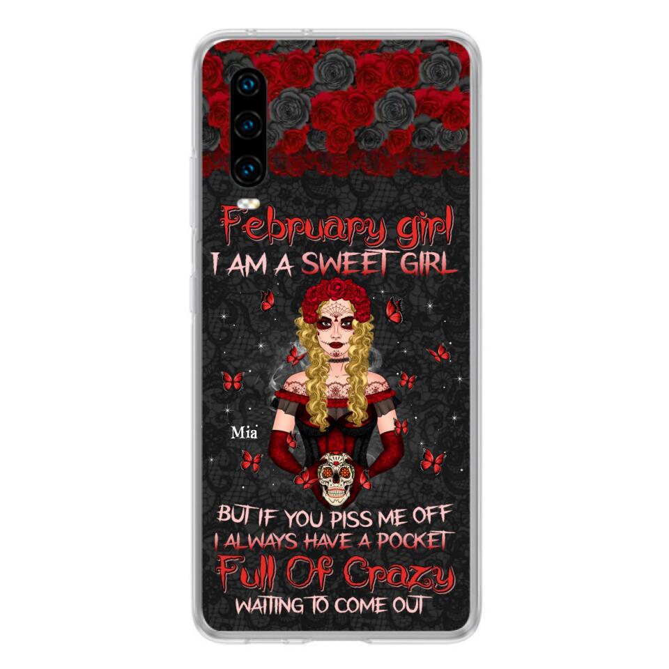 Custom Personalized Skull Girl Phone Case - Birthday Gift Idea For Skull Lover - I Am A Sweet Girl - Case For Xiaomi, Oppo And Huawei