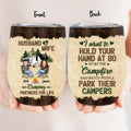 Personalized Camping Couple Wine Tumbler - Gift Idea For Couple/Camping Lover - Husband And Wife Camping Partners For Life
