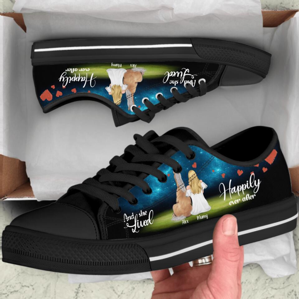 Personalized Horse Mom Sneakers - Girl With Up to 3 Horses - Best Gift For Horse Lover - And She Lived Happily Ever After - 9AGKN2