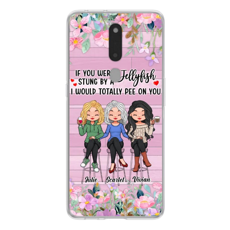 Personalized Besties Phone Case - Up to 3 Girls - Gift Idea For Friends/Besties/Sisters - If You Were Stung By A Jellyfish I Would Totally Pee On You  - Case for Xiaomi/Oppo/Huawei