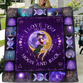 Personalized Witch Couple Fleece Throw Blanket/Quilt - Gift Idea For Couple/Witch Lovers - I Love You To The Moon And Back