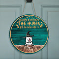 Personalized Halloween Dog Cat Circle Door Sign - Up to 5 Pets - Halloween Gift For Cat/Dog Lover - Welcome To Our Home