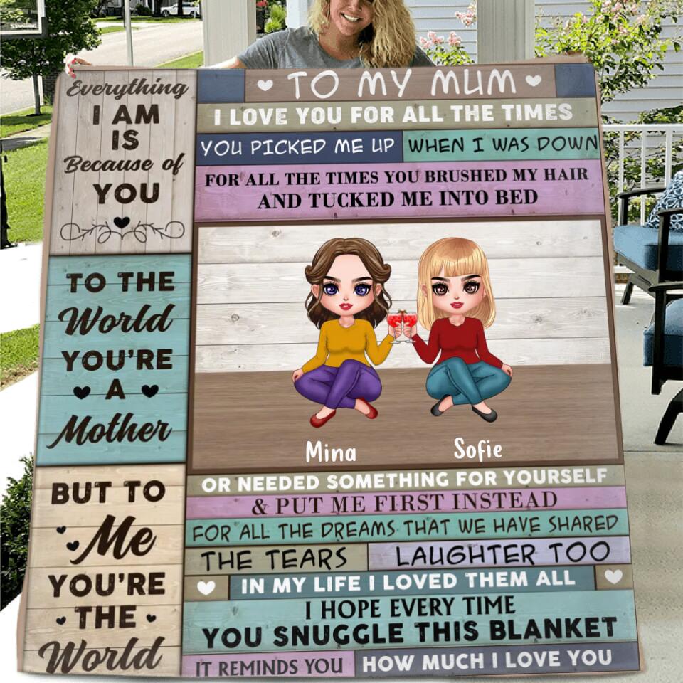 Personalized Mom & Daughter Fleece Throw Blanket/Quilt - Mother's Day Gift Idea From Daughter - To My Mum I Love You For All The Times