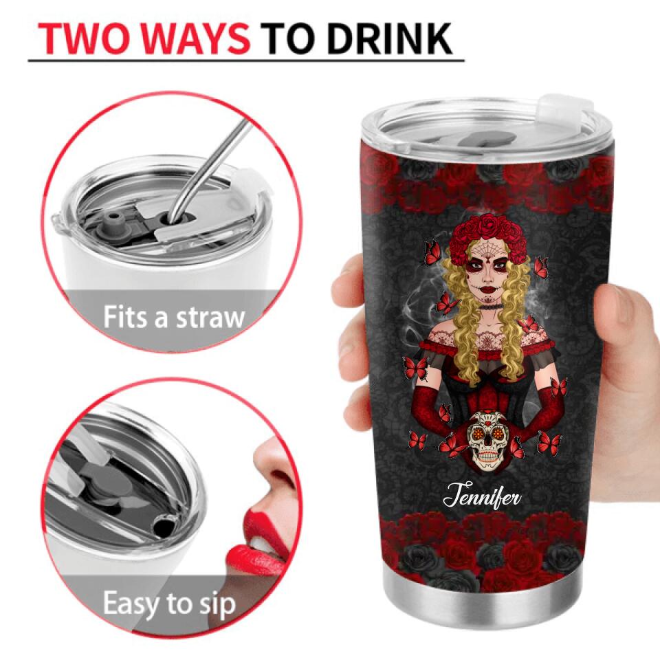 Personalized F-Bomb Mom Tumbler - Birthday/Mother's Day Gift Idea - F-Bomb Mom With Tattoos Pretty Eyes & Thick Thighs