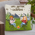 Personalized Camping Quilt/Fleece Blanket/Pillow Cover - Up to 4 People & 2 Pets - Gift Idea For Couple/Camping/Dog/Cat Lovers - Life Is Better At The Campsite