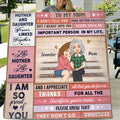 Personalized To My Mom Fleece Throw Blanket/Quilt  - Mother's Day Gift Idea From Daughter - You're Such An Important Person In My Life