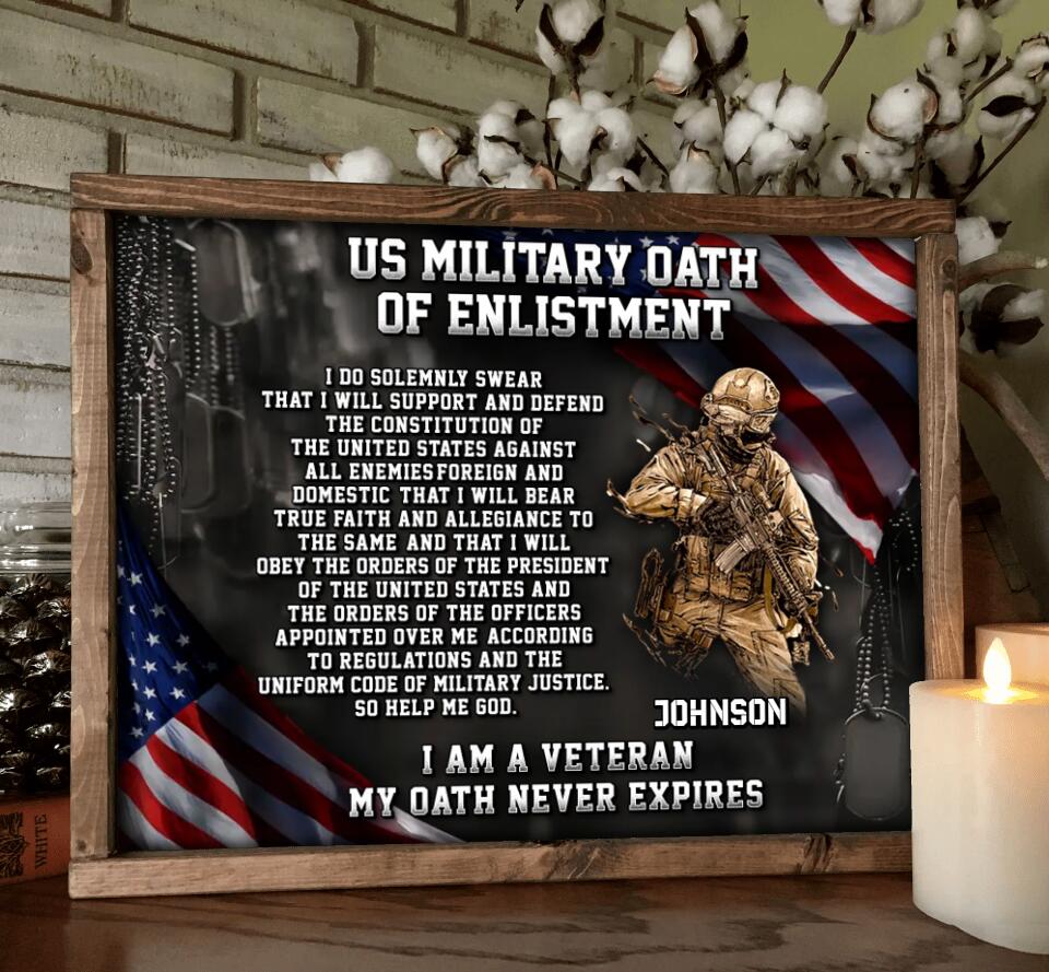 Custom Personalized Veteran Unframed Horizontal Poster - Gift Idea For Veteran - US Military Oath Of Enlistment