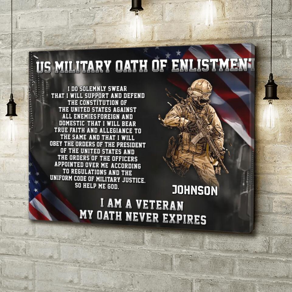 Personalized Veteran Horizontal Canvas - Gift Idea For Veteran - US Military Oath Of Enlistment