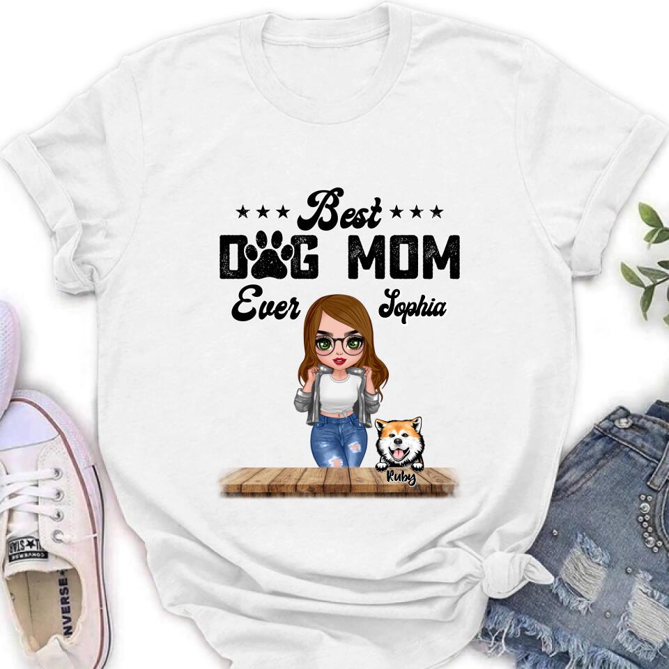 Personalized Dog Mom Front Shirt/Pullover Hoodie - Gifts For Dog Lover With Up to 4 Dogs - Best Dog Mom Ever