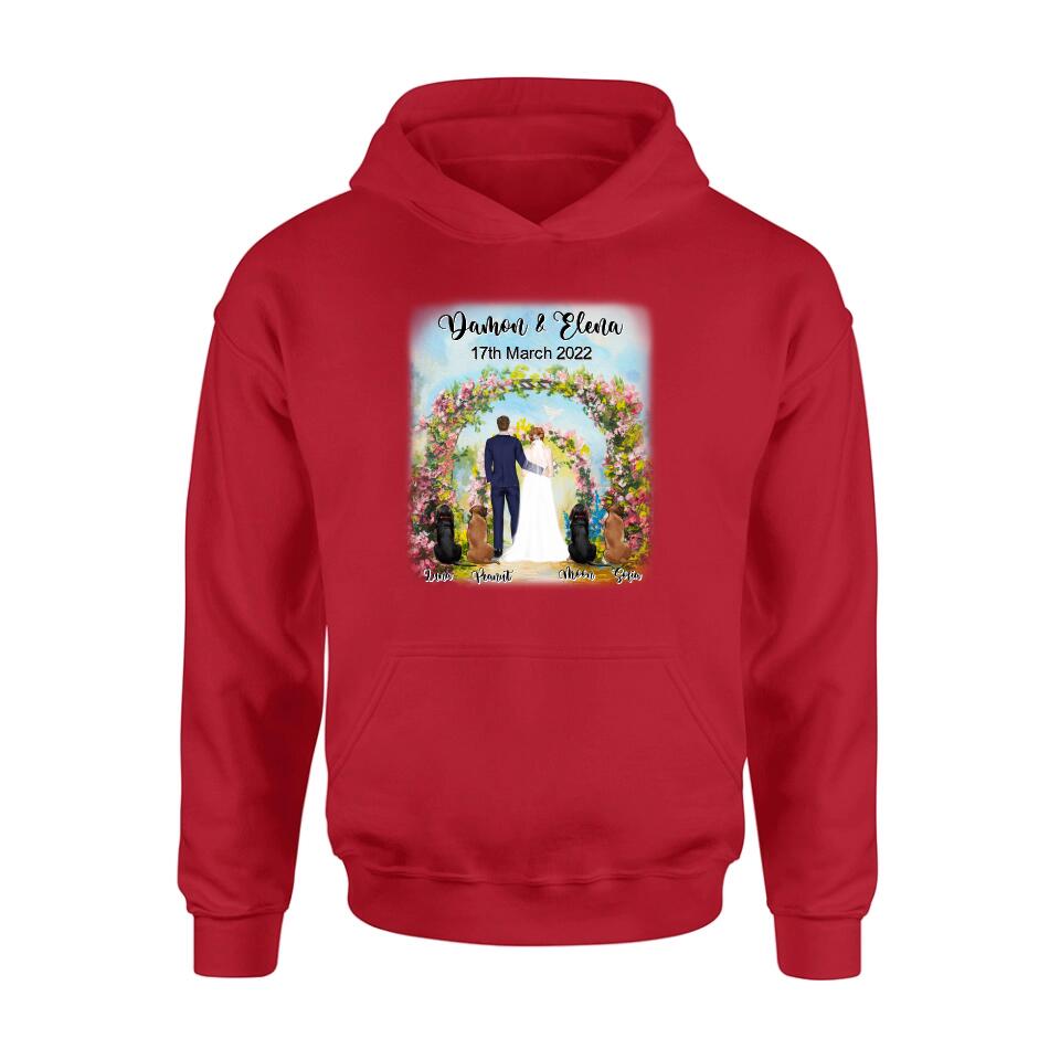 Personalized Wedding T-shirt - Wedding Gift For Couple - Up to 4 Dogs