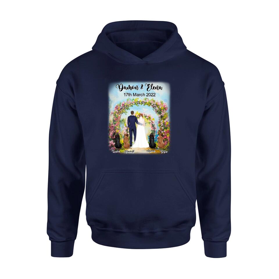 Personalized Wedding T-shirt - Wedding Gift For Couple - Up to 4 Dogs