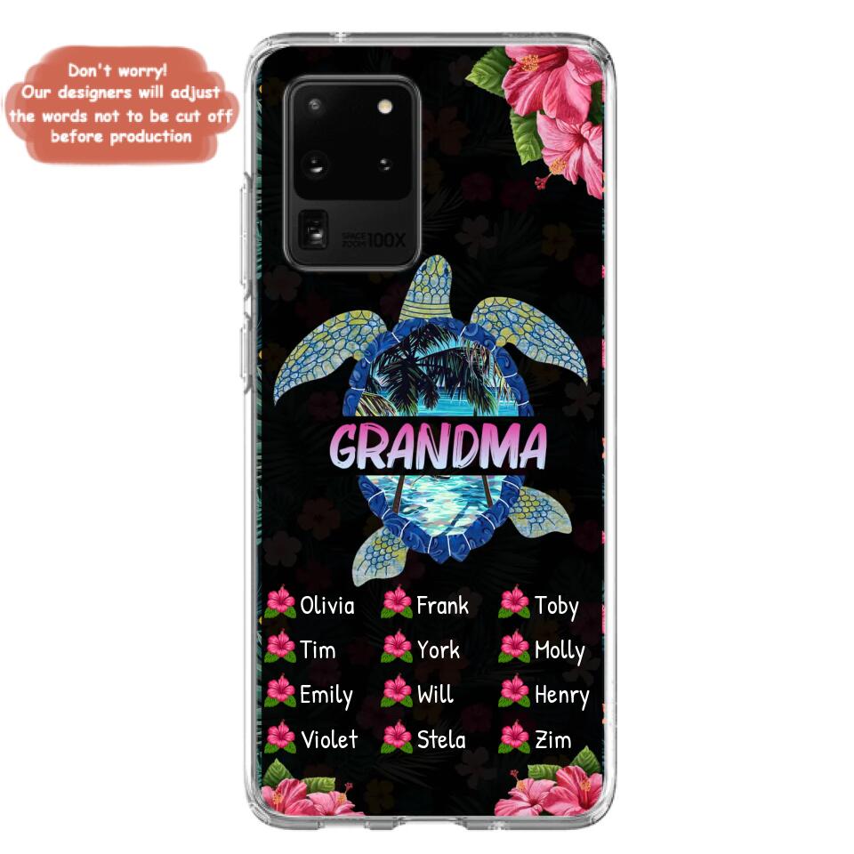 Custom Personalized Turtle Grandma iPhone/ Samsung Phone Case - Up to 12 Kid's Name - Mother's Day Gift Idea For Grandma