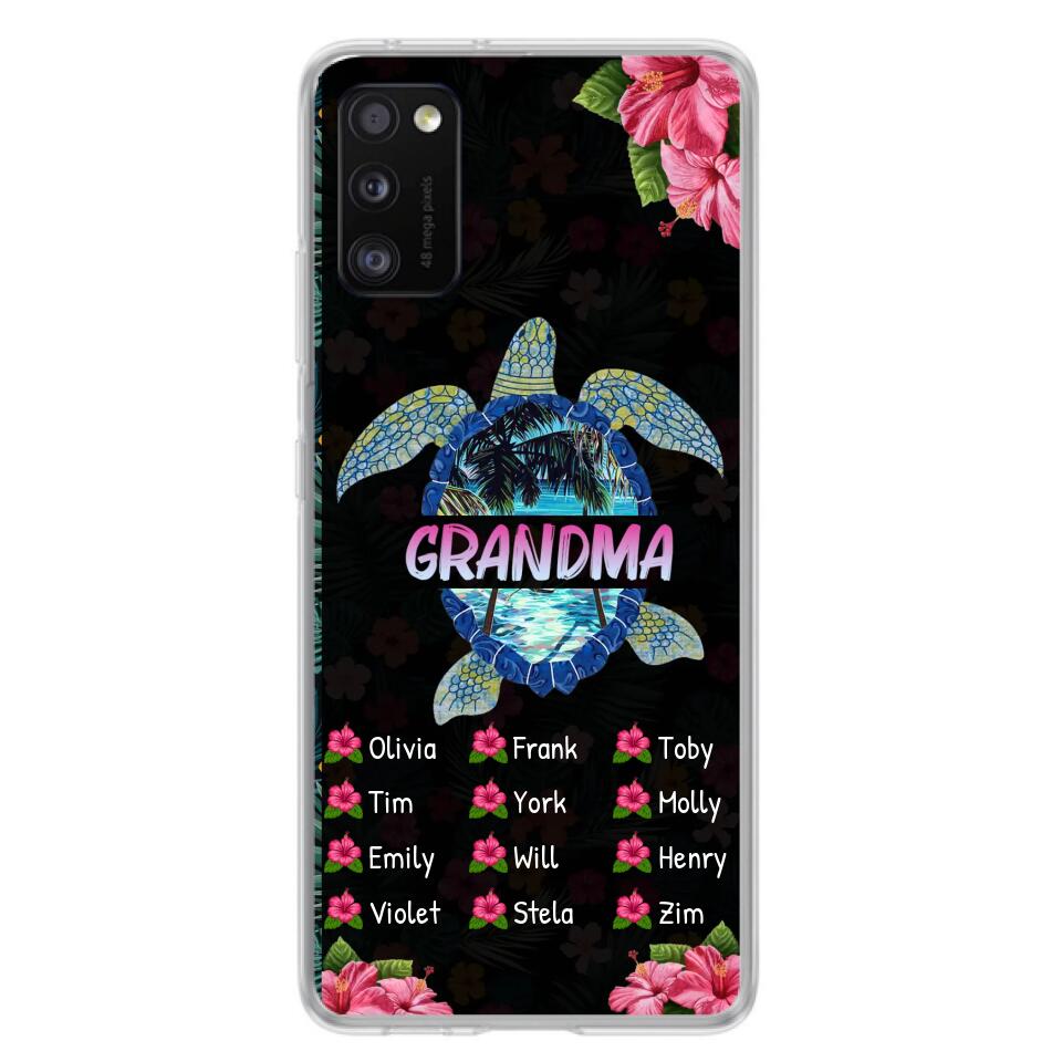 Custom Personalized Turtle Grandma iPhone/ Samsung Phone Case - Up to 12 Kid's Name - Mother's Day Gift Idea For Grandma