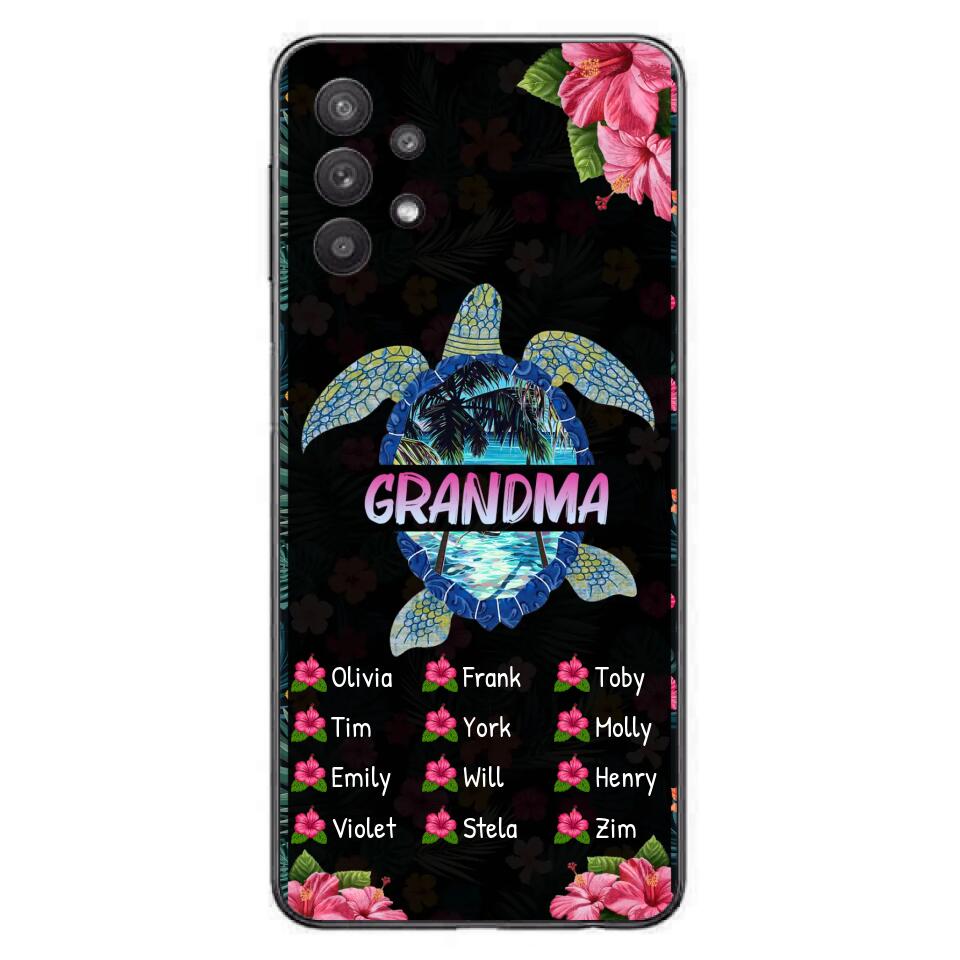 Custom Personalized Turtle Grandma iPhone/ Samsung Phone Case - Up to 12 Kid's Name - Mother's Day Gift Idea For Grandma