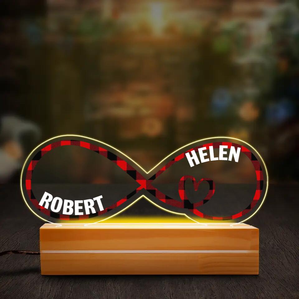Personalized Couple Infinity Symbol Acrylic Night Light - Gift Idea For Couple/Anniversary/Mother's Day/Father's Day Gift