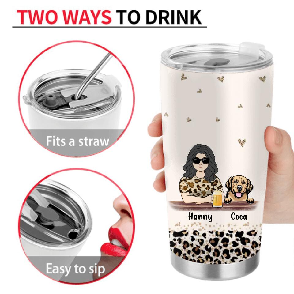 Personalized Dog Mom Tumbler - Up to 4 Dogs - Mother's Day Gift Idea For Dog Lover/Dog Mom - F-Bomb Dog Mom With Tattoos Pretty Eyes And Thick Thighs