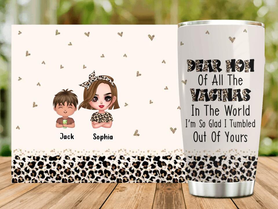 Personalized Mother And Kids Tumbler - Mom With Up to 4 Children - Mother's Day Gift To Mom - I'm So Glad I Tumbled Out Of Yours