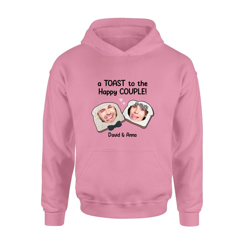 Personalized Couple T-shirt/Long Sleeve/Sweatshirt/Hoodie - Upload Photos - Gift Idea For Couple - A Toast To The Happy Couple!