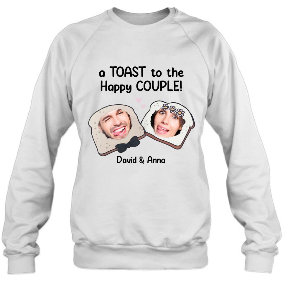 Personalized Couple T-shirt/Long Sleeve/Sweatshirt/Hoodie - Upload Photos - Gift Idea For Couple - A Toast To The Happy Couple!