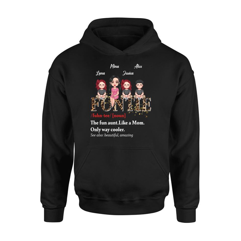 Personalized Auntie & Kids T-shirt/Long Sleeve/Sweatshirt/Hoodie - Gift Idea For Aunt/Mother's Day - Up to 3 Kids - The Fun Aunt Like A Mom Only Way Cooler