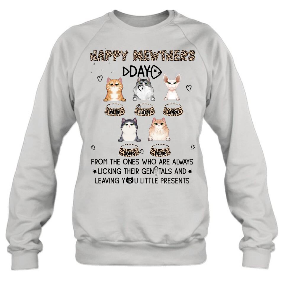 Personalized Cats Unisex T-Shirt/Long Sleeve/Pullover Hoodie/Sweatshirt - Up to 5 Cats - Gift Idea For Cat Lovers - Happy Mewthers Day